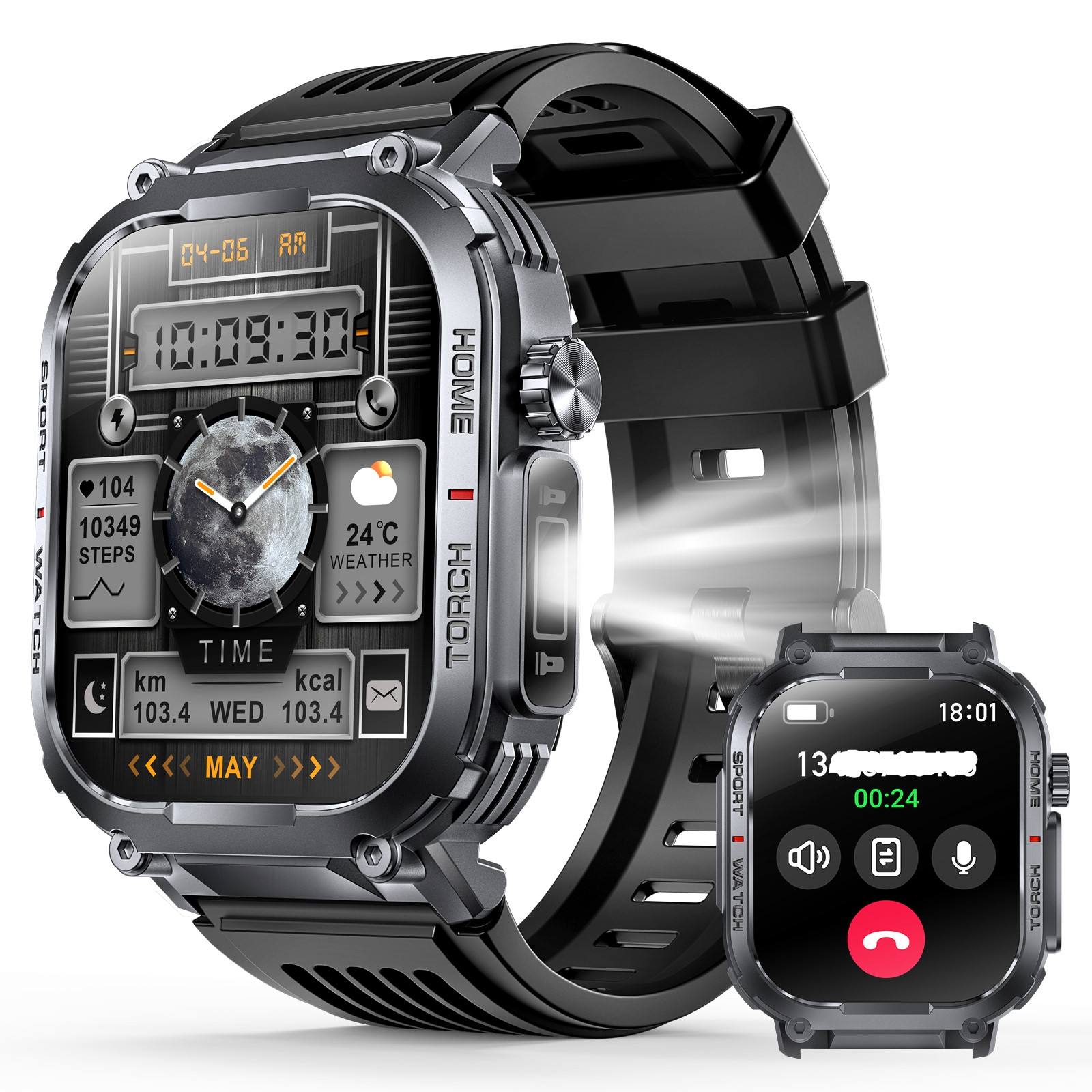H7a3db6cc825249d9a950038f76f91abab S320B Outdoor Sports Smart Watch | HD Large Touchscreen, 3ATM Waterproof & LED Flashlight - Image 1