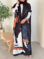 Miyake Open Pleats Abaya 2025 Dubai Modest Cardigan Style Casual Robe for Women Breathable Muslim Print Loose Eid Abayas - Image 2