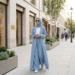Modern Blazer Open Abaya Set Women Linen Blend Co-Ord Outfit OEM Private Label Modest Fashion Supplier - Image 3