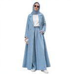 Modern Blazer Open Abaya Set Women Linen Blend Co-Ord Outfit OEM Private Label Modest Fashion Supplier